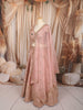 Soft Peach Floral Vine Sequins and Multicolor Stone Embroidered Design Banarasi Silk Bridal Lehenga with Matching Dupatta