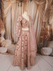 Soft Peach Floral Vine Sequins and Multicolor Stone Embroidered Design Banarasi Silk Bridal Lehenga with Matching Dupatta