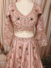Soft Peach Floral Vine Sequins and Multicolor Stone Embroidered Design Banarasi Silk Bridal Lehenga with Matching Dupatta