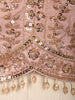 Soft Peach Floral Vine Sequins and Multicolor Stone Embroidered Design Banarasi Silk Bridal Lehenga with Matching Dupatta