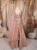 Soft Peach Floral Vine Sequins and Multicolor Stone Embroidered Design Banarasi Silk Bridal Lehenga with Matching Dupatta