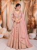 Soft Peach Floral Vine Sequins and Multicolor Stone Embroidered Design Banarasi Silk Bridal Lehenga with Matching Dupatta