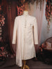 Soft Peach Floral Vine Thread Embroidered Design Jacquard Indo Western Sherwani Suit