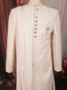 Soft Peach Floral Vine Thread Embroidered Design Jacquard Indo Western Sherwani Suit