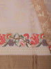 Soft Peach Floral Vine Thread Embroidered Design Pure Tussar Party Wear Saree with Floral Border