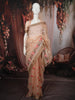Soft Peach Floral Vine Thread Embroidered Design Pure Tussar Party Wear Saree with Floral Border
