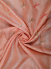 Soft Peach Floral Vine Thread Embroidered Design Pure Tussar Saree with Self Border