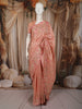 Soft Peach Floral Vine Thread Embroidered Design Pure Tussar Saree with Self Border