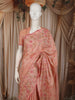 Soft Peach Floral Vine Thread Embroidered Design Pure Tussar Saree with Self Border