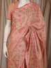 Soft Peach Floral Vine Thread Embroidered Design Pure Tussar Saree with Self Border