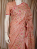 Soft Peach Floral Vine Thread Embroidered Design Pure Tussar Saree with Self Border