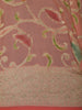 Soft Peach Floral Vine Zari Embroidered Design Chiffon Fancy Saree with Zari Border