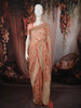 Soft Peach Floral Vine Zari Embroidered Design Chiffon Fancy Saree with Zari Border