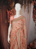 Soft Peach Floral Vine Zari Embroidered Design Chiffon Fancy Saree with Zari Border