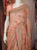 Soft Peach Floral Vine Zari Embroidered Design Chiffon Fancy Saree with Zari Border