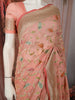 Soft Peach Floral Vine Zari Embroidered Design Chiffon Fancy Saree with Zari Border