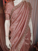 Soft Peach Floral Zari Woven Design Pure Banarasi Silk Saree with Designer Border