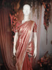 Soft Peach Floral Zari Woven Design Tissue Designer Saree with Stone Work Border