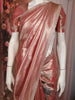Soft Peach Floral Zari Woven Design Tissue Designer Saree with Stone Work Border