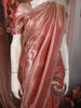 Soft Peach Floral Zari Woven Design Tissue Designer Saree with Stone Work Border
