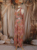 Soft Peach Floral Zari and Mirror Embroidered Design Tissue Jumpsuit with Choker Dupatta