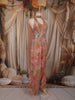 Soft Peach Floral Zari and Mirror Embroidered Design Tissue Jumpsuit with Choker Dupatta