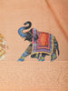 Soft Peach Floral and Peacock Woven Design Pure Tussar Saree with Elephant Woven Border