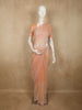 Soft Peach Heavy Sequins and Beads Embroidered Design Net Designer Saree with Scalloped Border
