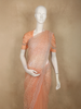 Soft Peach Heavy Sequins and Beads Embroidered Design Net Designer Saree with Scalloped Border