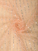 Soft Peach Heavy Sequins and Beads Embroidered Design Net Designer Saree with Scalloped Border