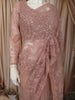 Soft Peach Heavy Sequins and  Beads Embroidered Design Net Party Wear Saree with Matching Stitched Full Sleeve Designer Blouse