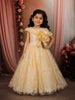 Soft Peach Heavy Sequins and Glitter Embellished Design Net Party Wear Kids Frock