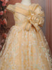 Soft Peach Heavy Sequins and Glitter Embellished Design Net Party Wear Kids Frock