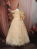 Soft Peach Heavy Sequins and Glitter Embellished Design Net Party Wear Kids Frock