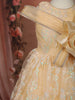 Soft Peach Heavy Sequins and Glitter Embellished Design Net Party Wear Kids Frock