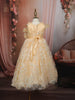 Soft Peach Heavy Sequins and Glitter Embellished Design Net Party Wear Kids Frock