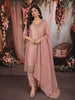 Soft Peach Mirror Embroidered Design Tissue Silk Straight Cut Salwar Suit with Matching Dupatta