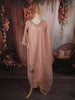 Soft Peach Mirror Embroidered Design Tissue Silk Straight Cut Salwar Suit with Matching Dupatta