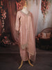 Soft Peach Mirror Embroidered Design Tissue Silk Straight Cut Salwar Suit with Matching Dupatta