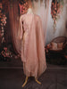 Soft Peach Mirror Embroidered Design Tissue Silk Straight Cut Salwar Suit with Matching Dupatta