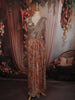 Soft Peach Nude Floral Sequins and Beads Embroidered Design Georgette Ready To Wear Saree with Designer Blouse
