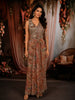 Soft Peach Nude Floral Sequins and Beads Embroidered Design Georgette Ready To Wear Saree with Designer Blouse