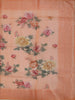 Soft Peach Orange Floral Printed Design Pure Organza Saree with Designer Border