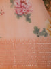 Soft Peach Orange Floral Printed Design Pure Organza Saree with Designer Border