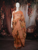 Soft Peach Orange Floral Printed Design Pure Organza Saree with Designer Border