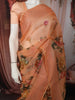 Soft Peach Orange Floral Printed Design Pure Organza Saree with Designer Border