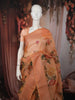 Soft Peach Orange Floral Printed Design Pure Organza Saree with Designer Border