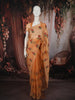 Soft Peach Orange Floral Thread Embroidered Design Pure Organza Saree with Scalloped Border