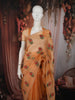 Soft Peach Orange Floral Thread Embroidered Design Pure Organza Saree with Scalloped Border