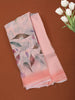 Soft Peach Pastel Leaf Printed Chiffon Saree with Ombre Border